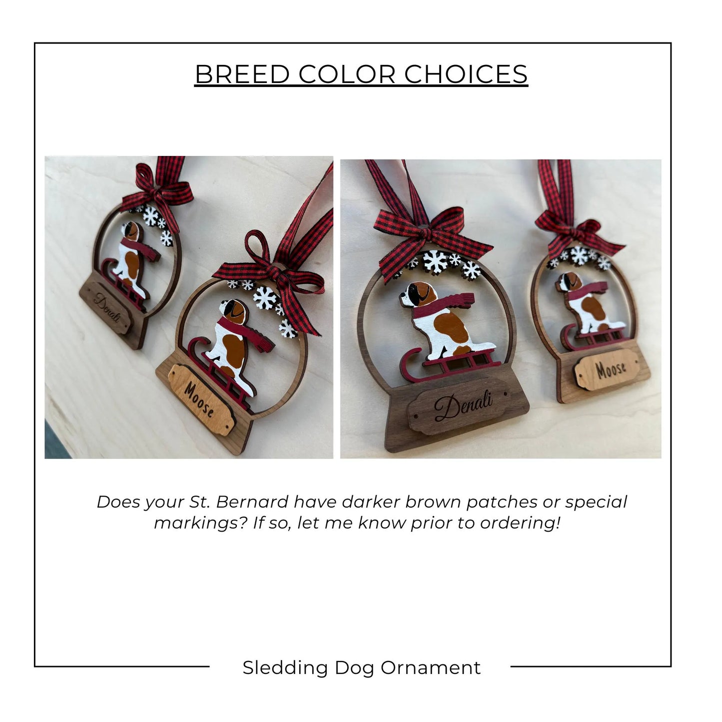 Saint Bernard Sledding Dog Ornament