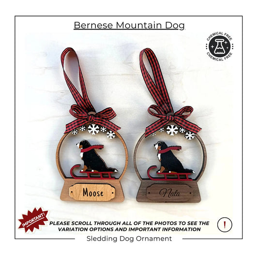 Bernese Mountain Dog Sledding Ornament