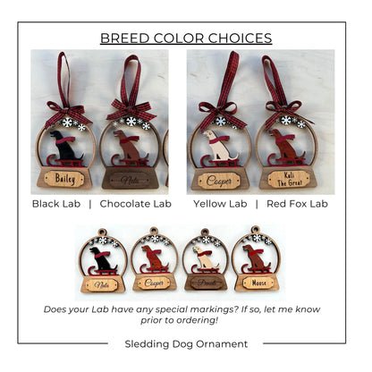 Labrador Retriever Dog Sledding Ornament