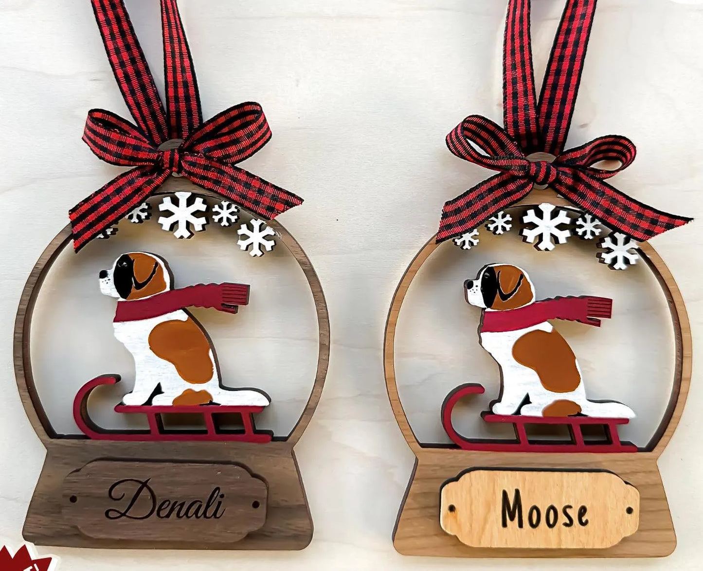 Saint Bernard Sledding Dog Ornament