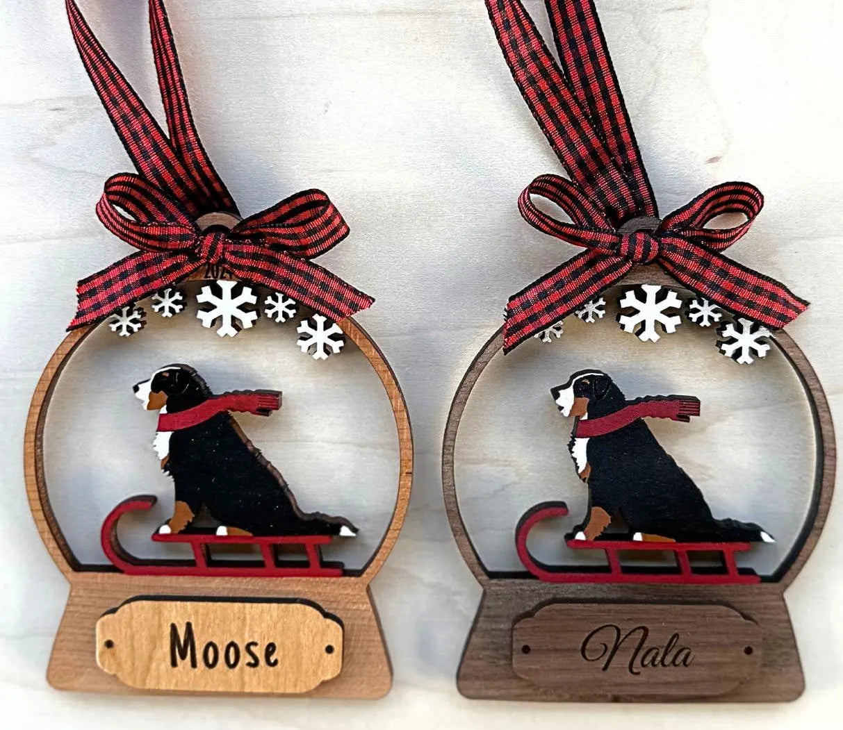 Bernese Mountain Dog Sledding Ornament