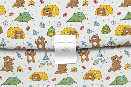 Kids Camping Bear Premium Combed Pima Cotton