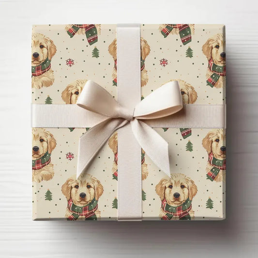 Golden Retriever Puppy Christmas Wrapping Paper