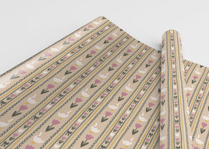 Cottagecore Watercolor Goose & Tulips