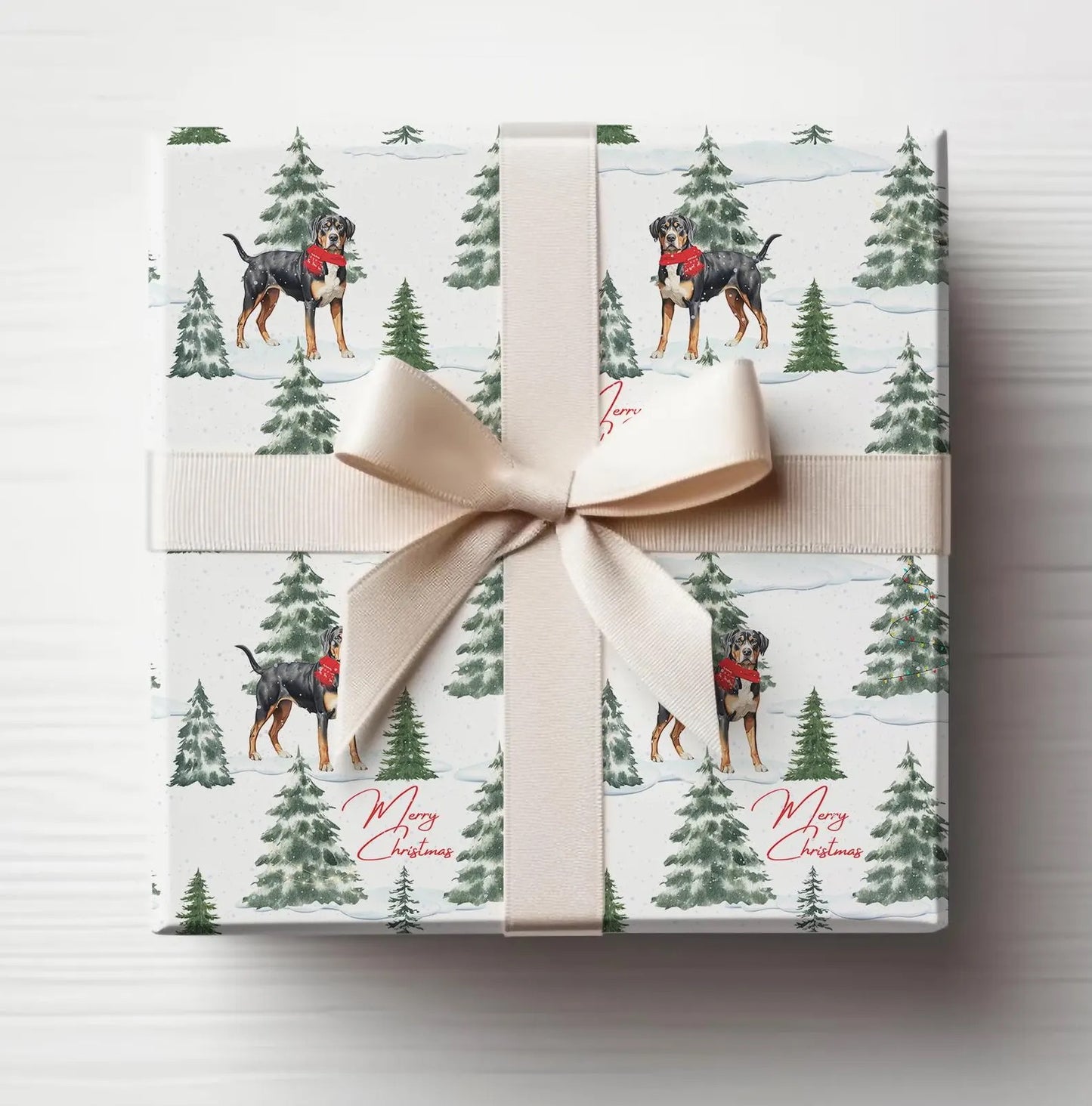 Greater Swiss Mountain Dog Snowy Christmas Wrapping Paper