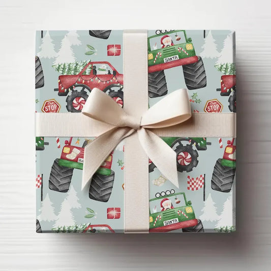 Monster Truck Christmas Gift Wrap